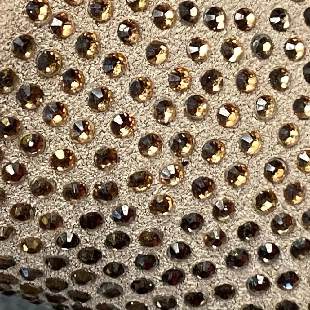 Fitflop Sandals Women Sz xx Brown Latte Rhinestone Slip-On Wedge Slides